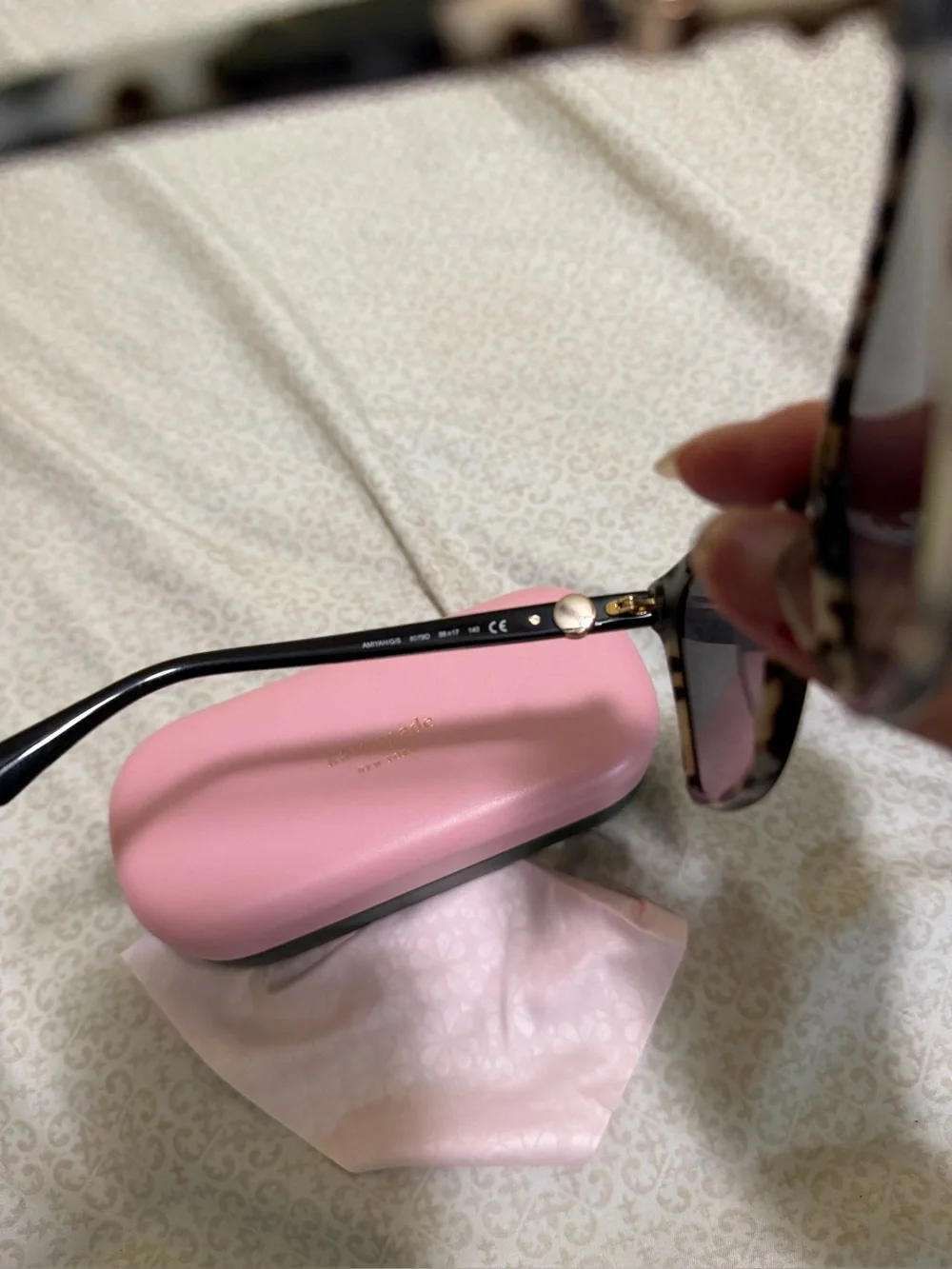 kate spade Black Cat-Eye Sunglasses with Pink Case